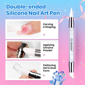 Finished Beetles 3D nails on hands in a lifestyle shot showing wearable art