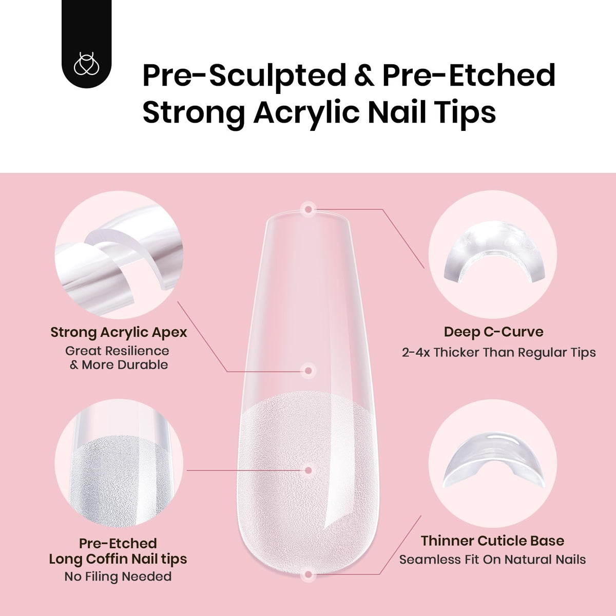 beetles finished long coffin nails on hand illustrating salon look and durable shine