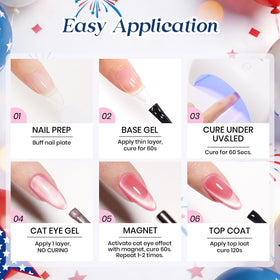 Beetles Gel Polish finished patriotic manicure on hands in sunlight for durable glossy shine benefit