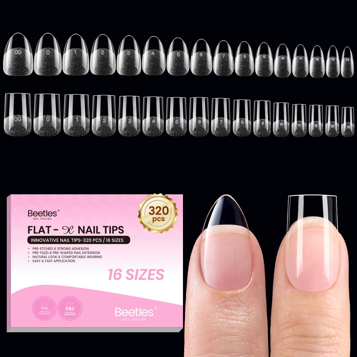beetles front packaging showing 320-piece kit and sizes for easy storage