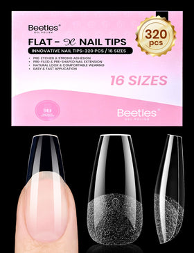 beetles brand front packaging showing 320 coffin tips and sizes for convenience