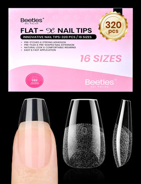 Beetles Gel Polish front packaging showing 320pcs and coffin shape benefit