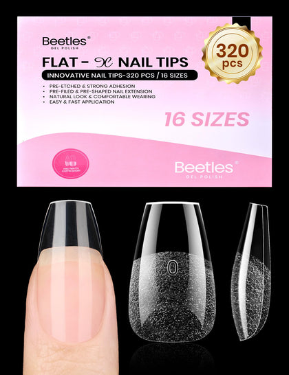 Beetles Gel Polish front packaging showing 320pcs and coffin shape benefit