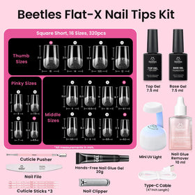 beetles gel polish arranged tips showing 16 sizes for precise matching