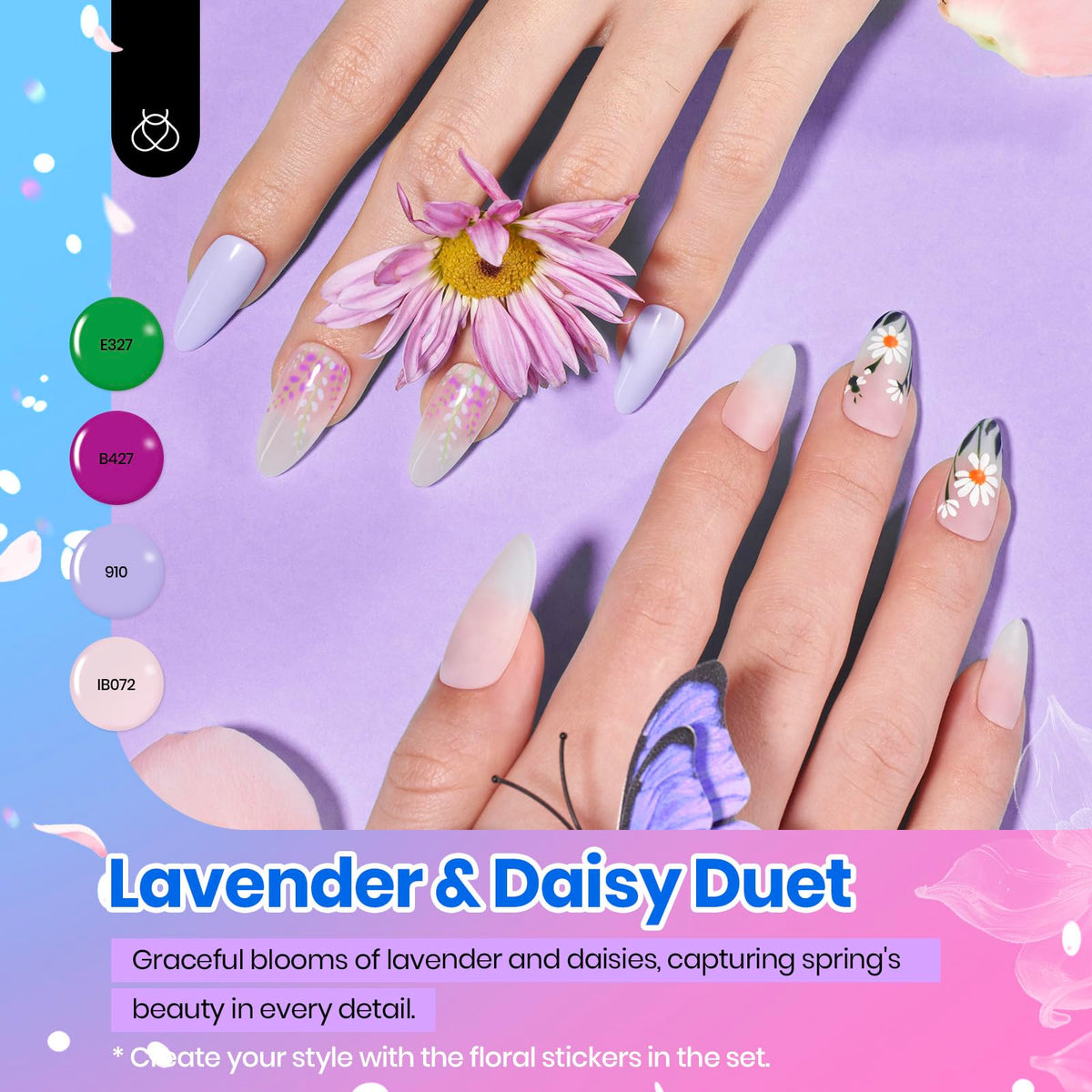 Beetles floral stickers and instruction manual detail for simple nail art guidance