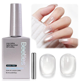 Beetles Moonlit Veil front bottle showing clear silver cat eye polish benefit: luminous packaging