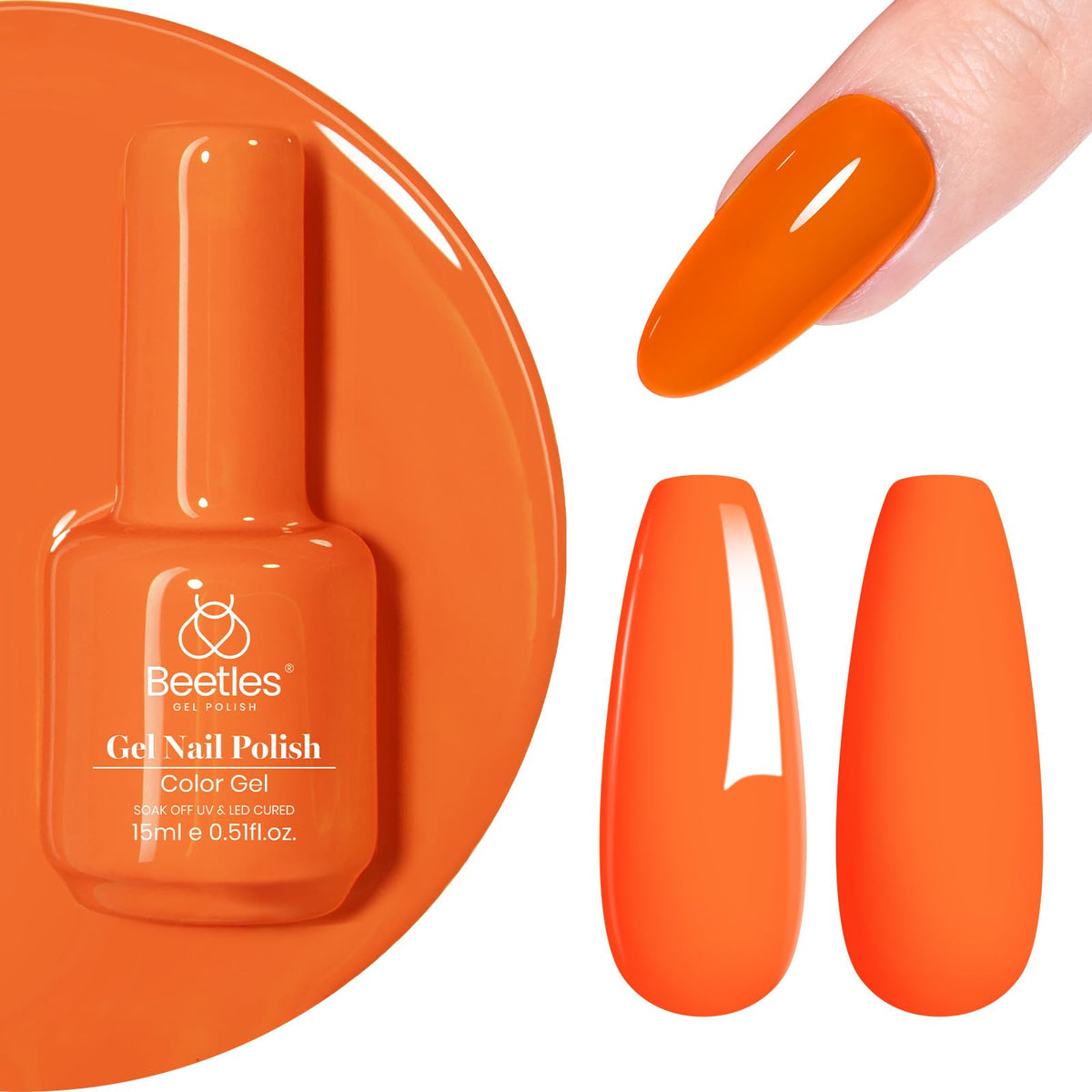 beetles front bottle orange a467 showing bright coral color and easy identification