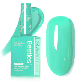 Beetles front bottle showing mint-teal shade and easy identification