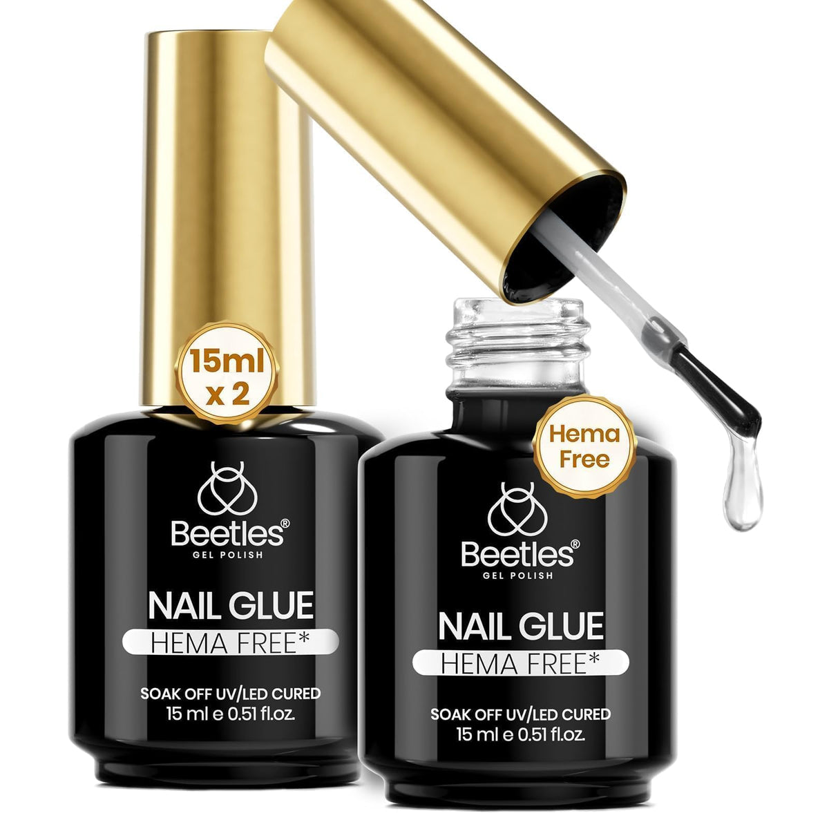 beetles gel polish front label on two 15ml bottles shows product identity and capacity benefit