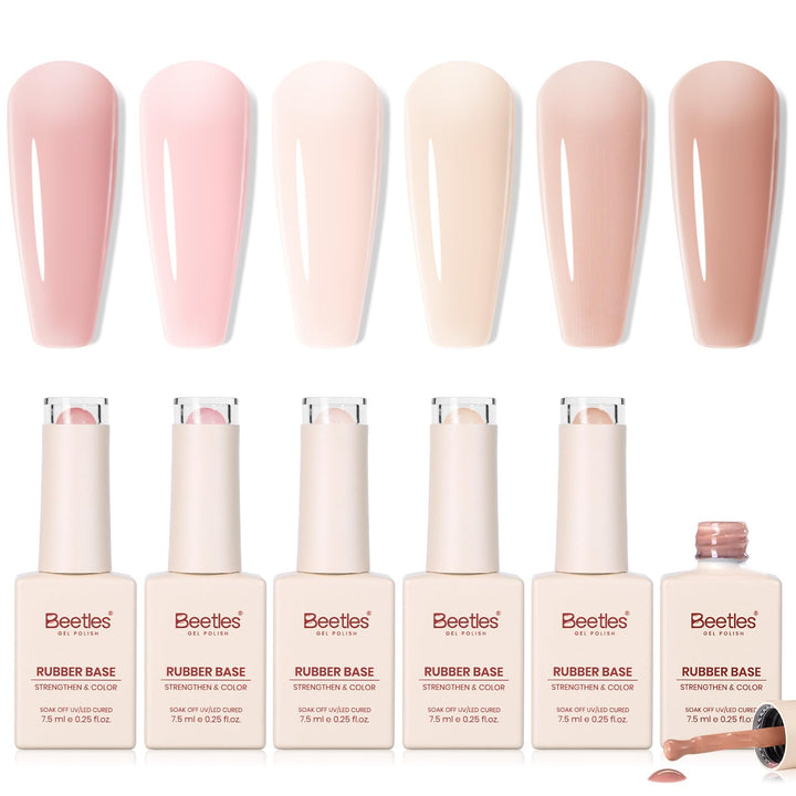 beetles gel polish front packaging showing six bottles and kit benefits