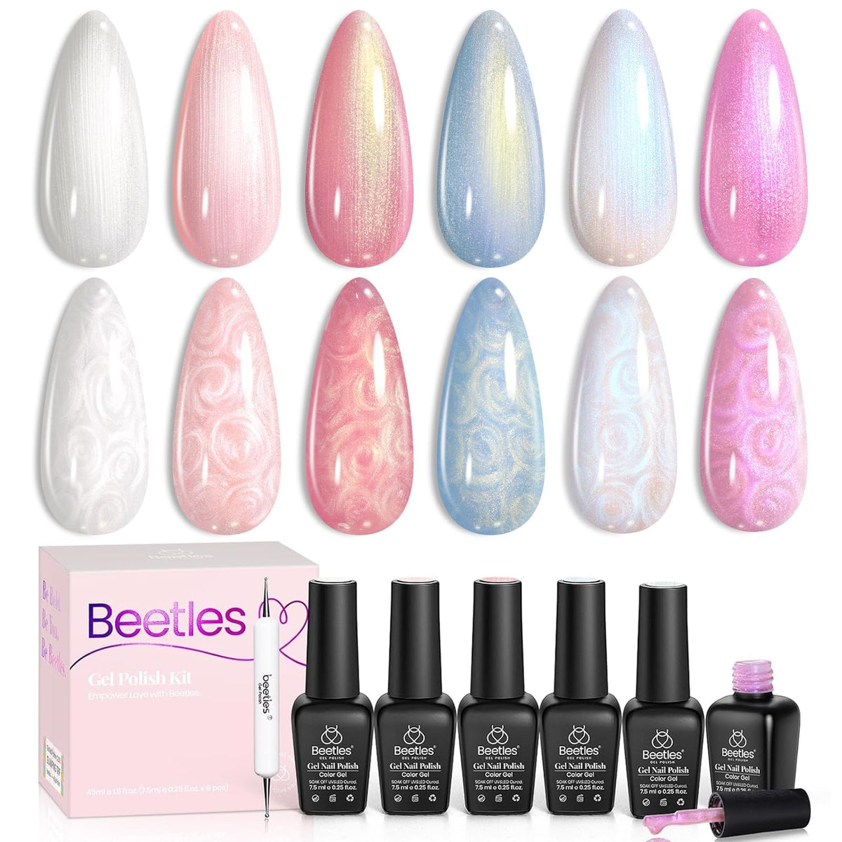 beetles front packaging showing six mermaid gel bottles and gift-ready layout