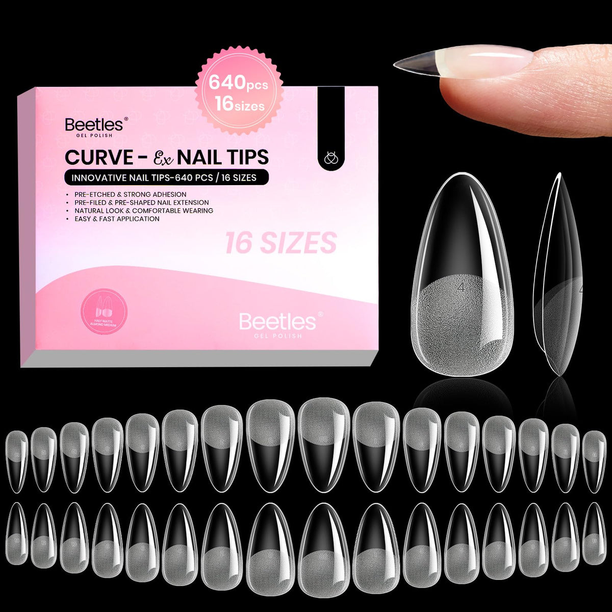 beetles front packaging showing almond tips and quantity benefits