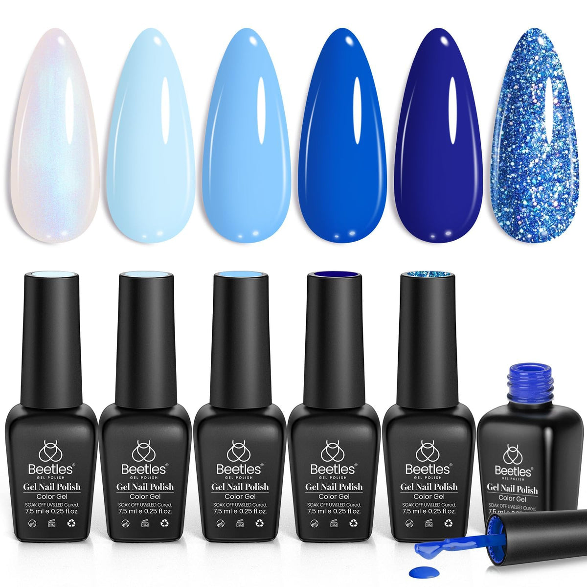 Beetles Gel Polish front packaging showing six Aquarius Holy Water bottles and branding for gift presentation