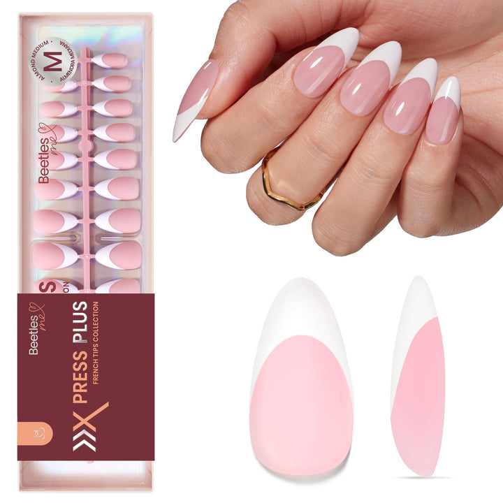 Beetles front packaging showing 210pcs set and pink French tips benefit convenience