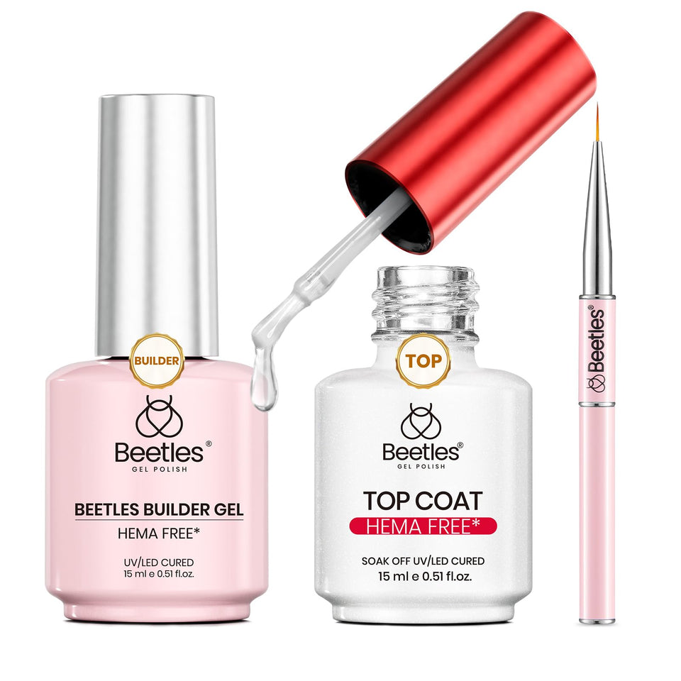Beetles front packaging showing builder gel and top coat set for versatile use
