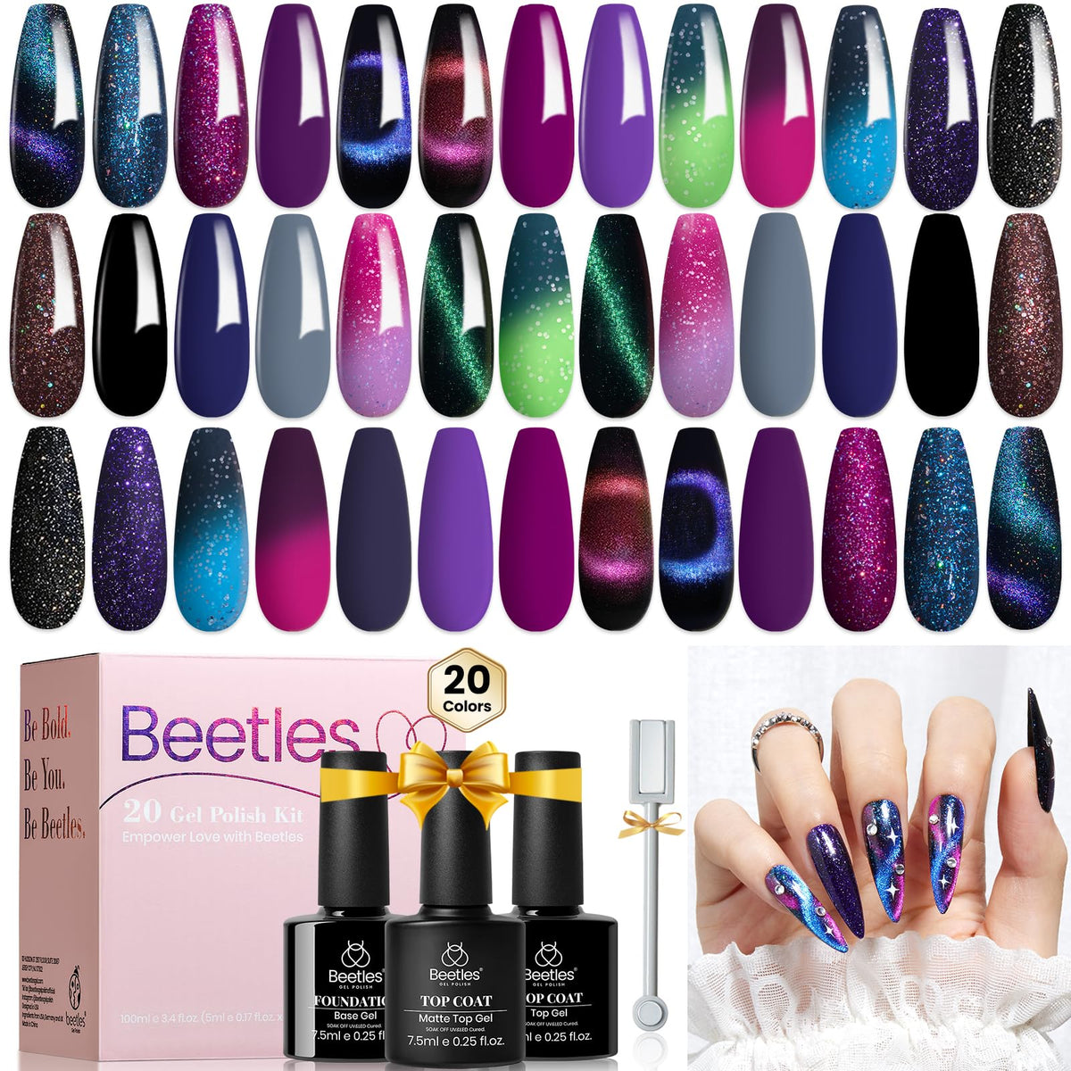 Beetles front packaging showing full cat eye gel kit, perfect for gifting