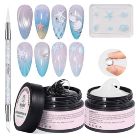 beetles front packaging showing clear and white builder gels and benefits