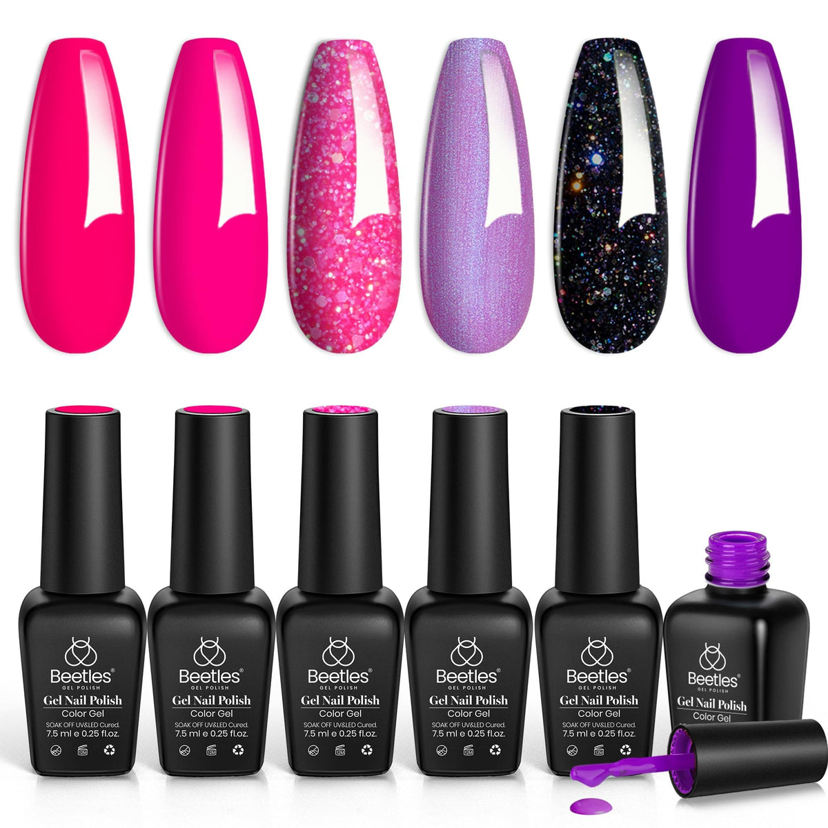 beetles front packaging showing six colorful gel polish bottles and gift-ready display