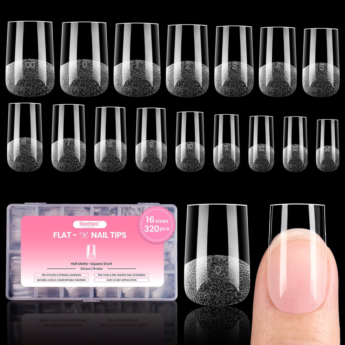 beetles packaging showing 320pcs kit with sizes for easy selection and storage