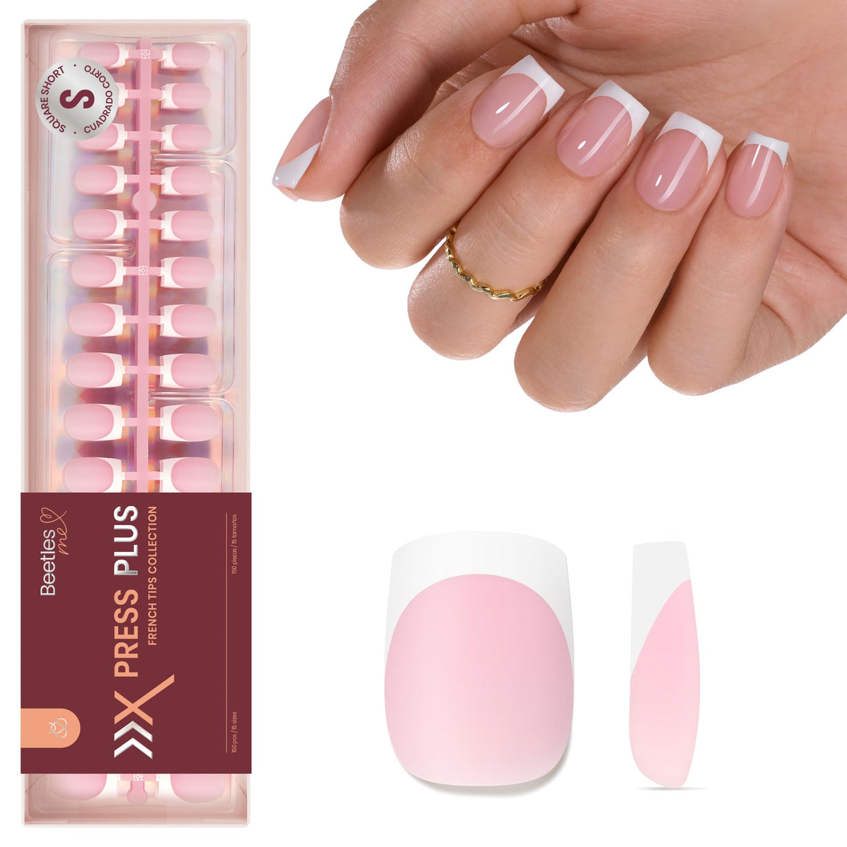 beetles front packaging showing 150-piece French tip set and convenience