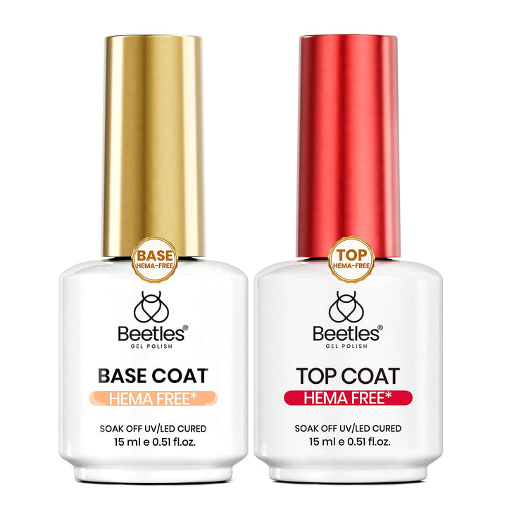 Beetles front packaging showing both 15ml base and top coat with clean branding and benefits
