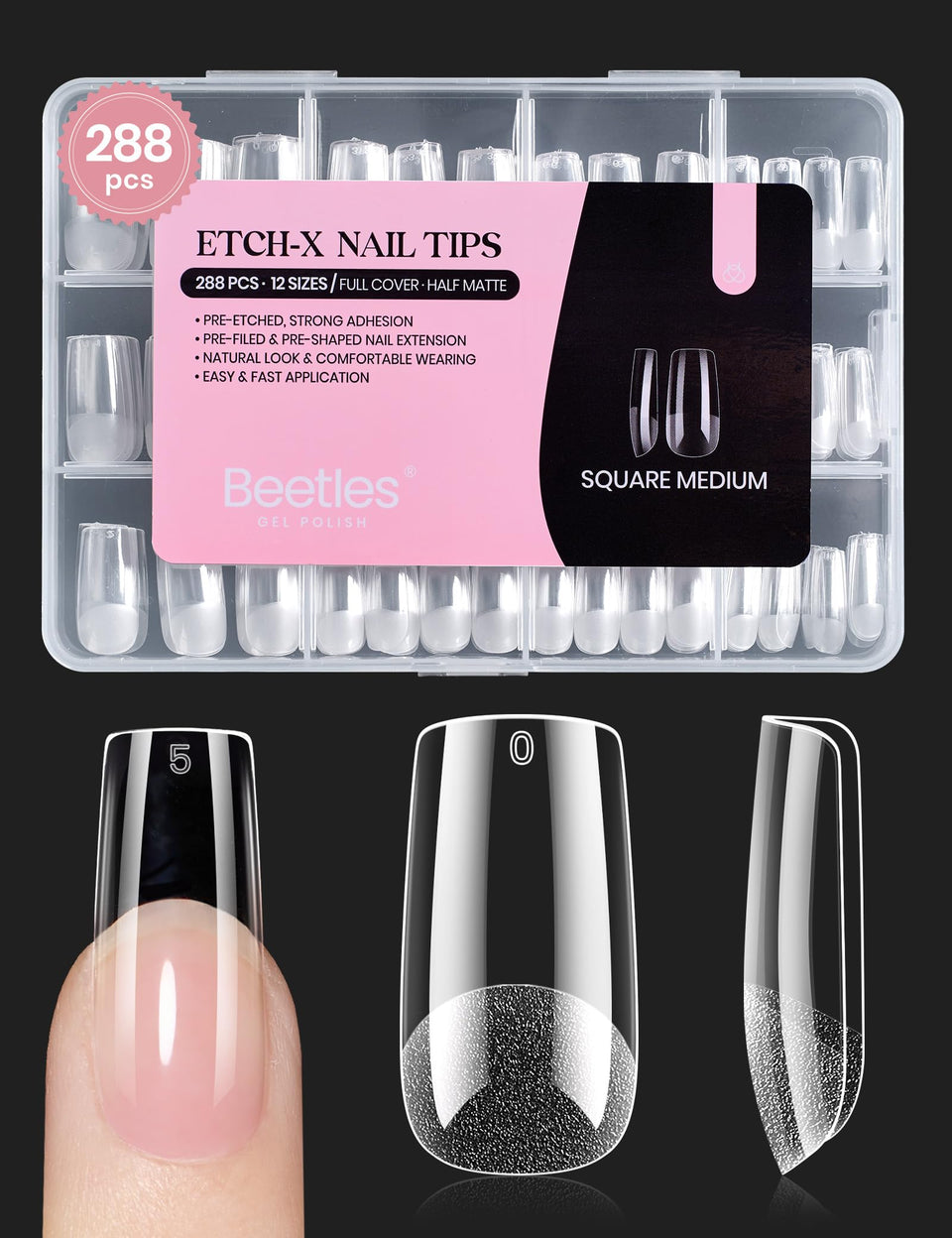beetles front packaging showing full 288pcs kit and sizes, clear contents benefit
