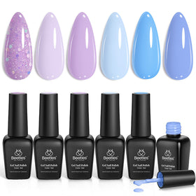 beetles front packaging showing six gel bottles and kit, salon-ready presentation