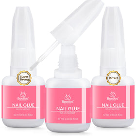 beetles front packaging showing three glue bottles and quick-dry benefit