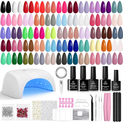 Beetles Gel Polish front packaging showing full 80-piece kit and lamp benefit convenience