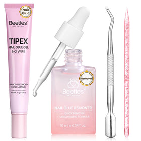 Beetles kit front packaging showing glue, remover and tools for easy at‑home use