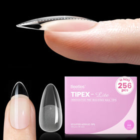 beetles front packaging showing 256pcs medium almond tips for easy salon results