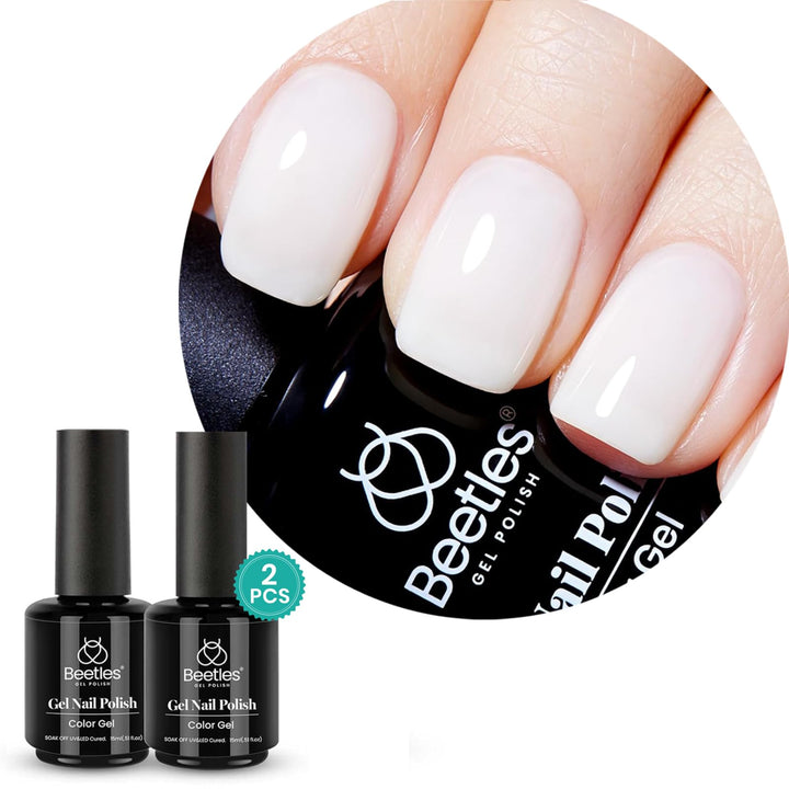 Beetles front packaging showing two 15ml milky jelly gel bottles for versatile looks