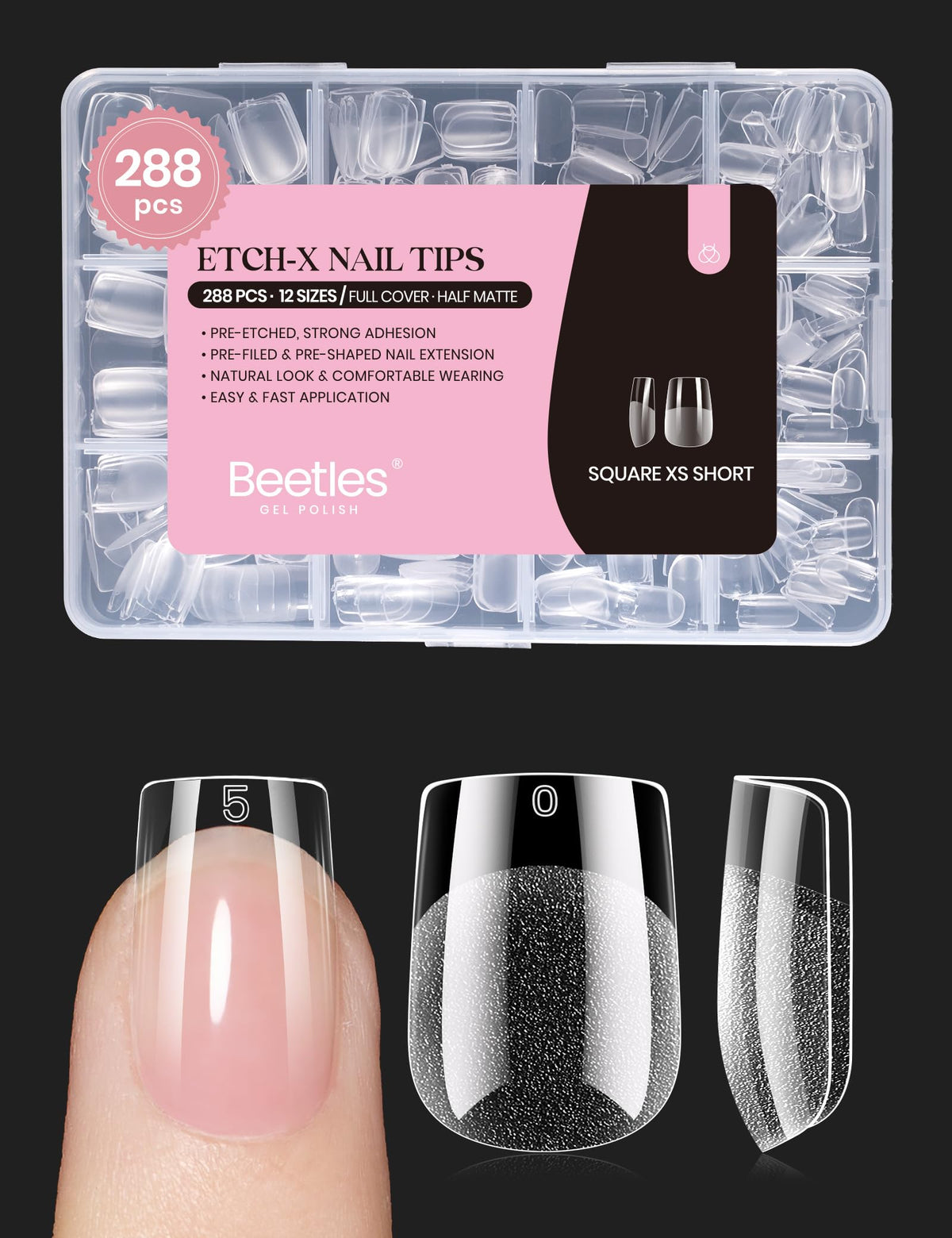 Beetles front packaging showing 288-piece set and benefits