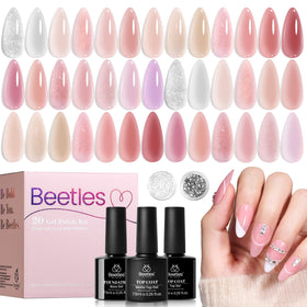 beetles front packaging nude pink set showing full kit and bottles, gift-ready