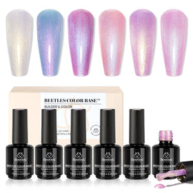 beetles front packaging showing six pearl pastel bottles and clear labeling for easy selection