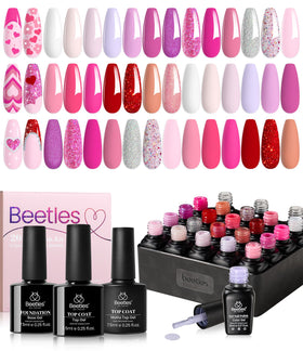 beetles front packaging pink set showing full kit and variety benefit: clear kit overview