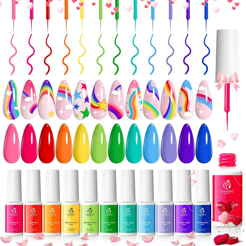 beetles Gel Polish front packaging showing 12 neon gel liners and vibrant colors