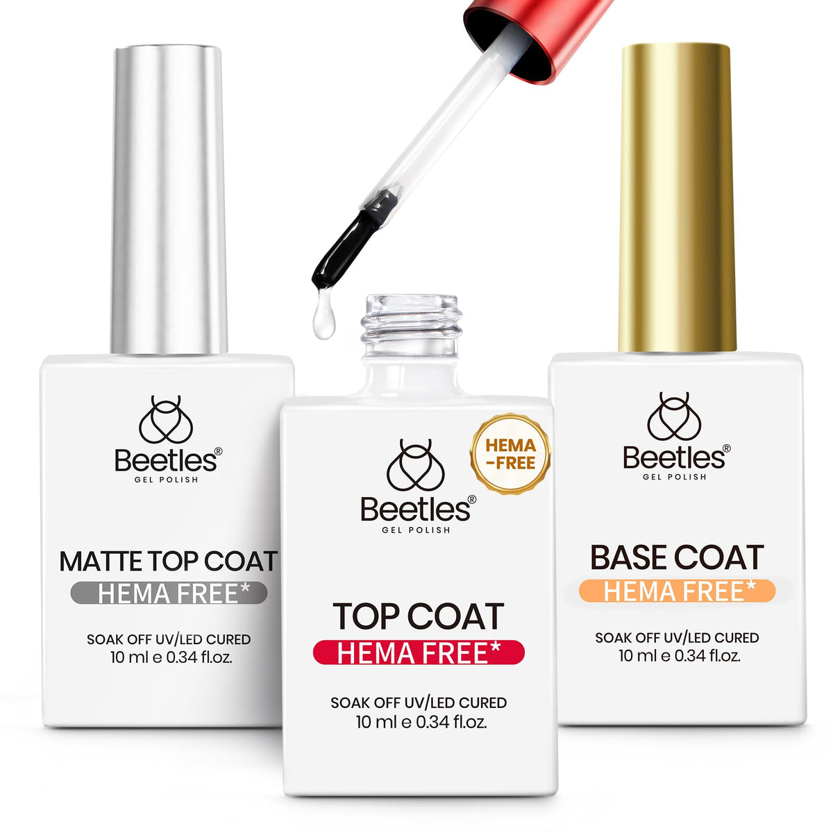 beetles Gel Polish front packaging showing the three-piece kit and benefits
