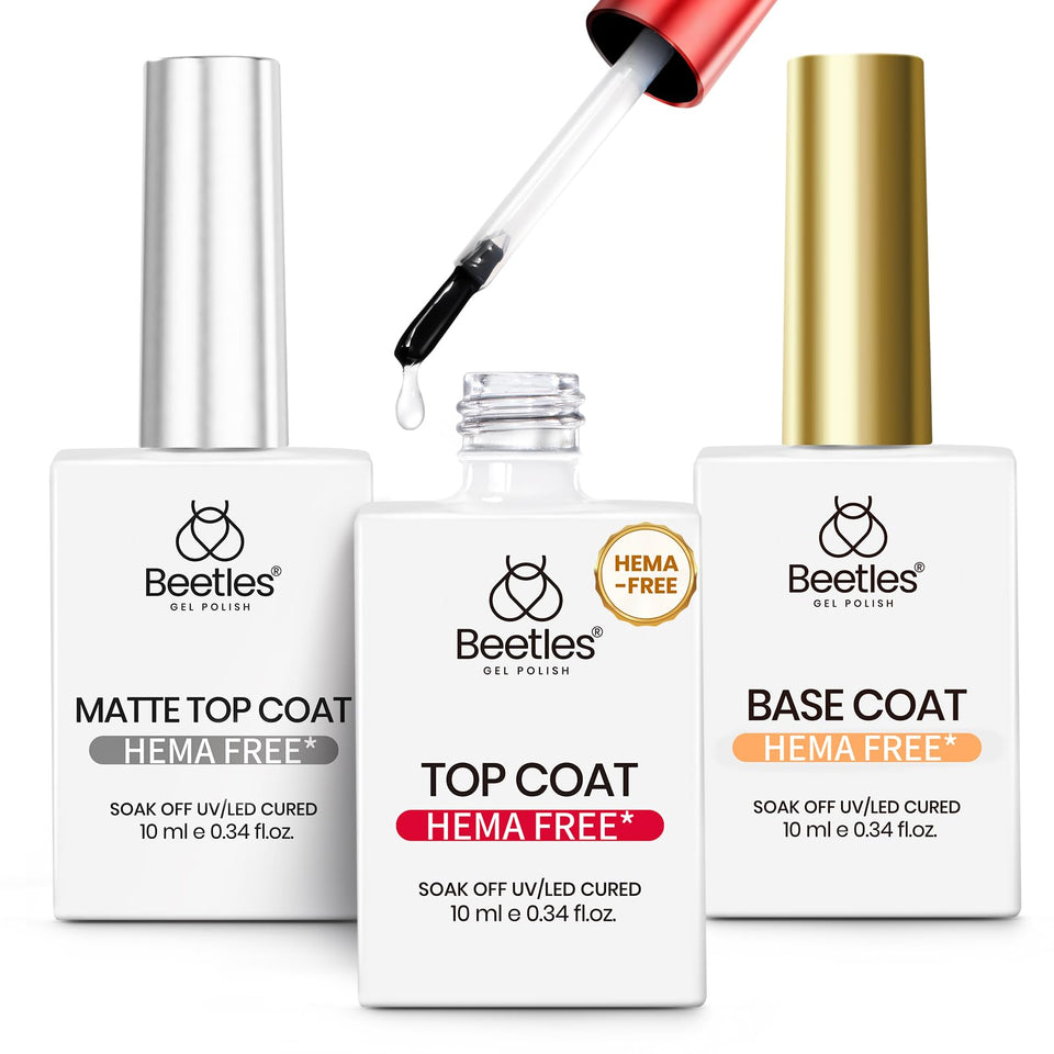 beetles Gel Polish front packaging showing the three-piece kit and benefits