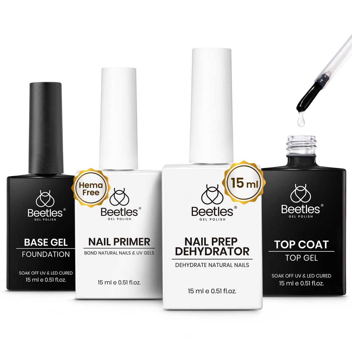 beetles front packaging set showing four bottles and organized layout benefit: clear product overview