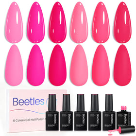 Beetles front packaging showing six pink bottles and kit benefits