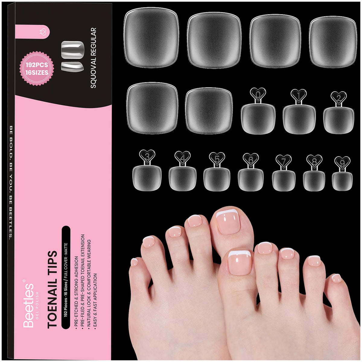 Beetles Gel Polish front packaging showing full 192-piece kit and quick selection benefit