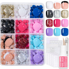 Beetles Gel Polish front packaging showing full 288-piece toenail kit and included tools