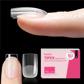 Beetles front packaging showing XS square apex tips for salon-quality results