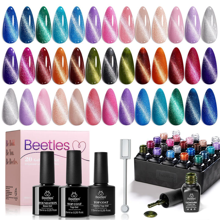 beetles front packaging showing full 20-color kit and tools for easy home polish