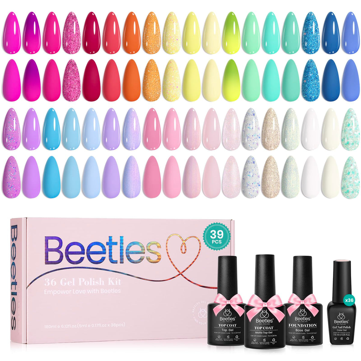 beetles front packaging showing full 39-piece kit and gift box benefit