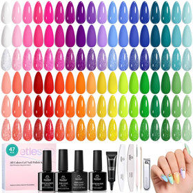 beetles front packaging showing full 47-piece kit and bright colors for complete at-home mani