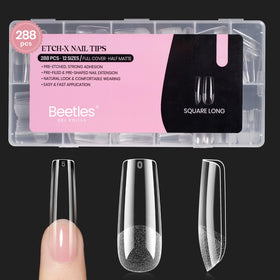 beetles package front showing 288-piece set and long square nails for easy selection