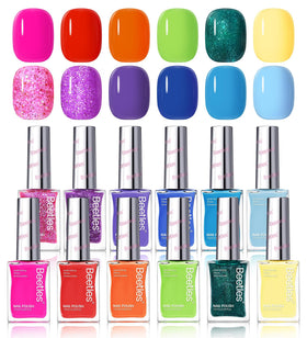 Beetles front packaging showing all 12 neon bottles and rainbow display for gifting