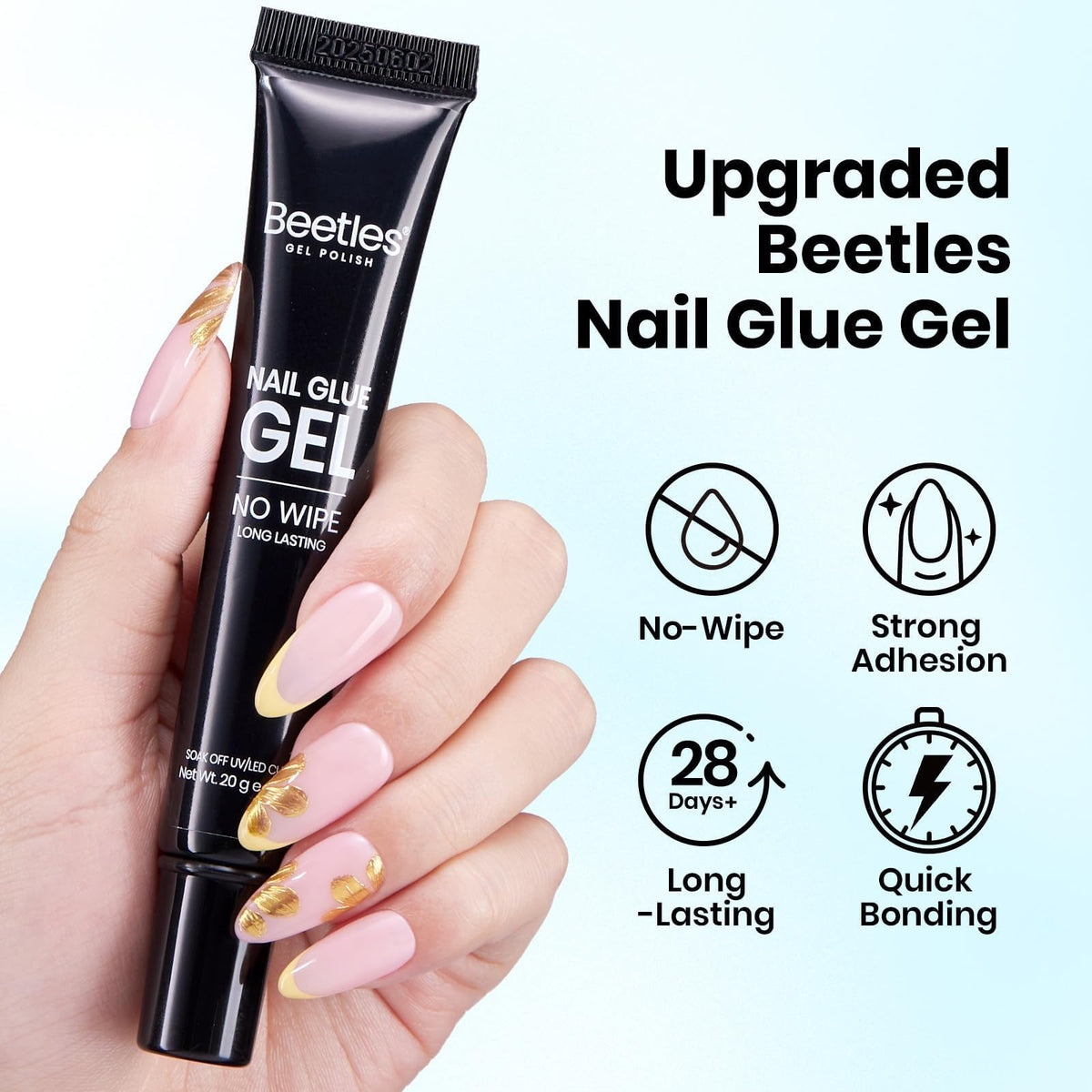 beetles before and after gap fill showing seamless tip-to-nail finish